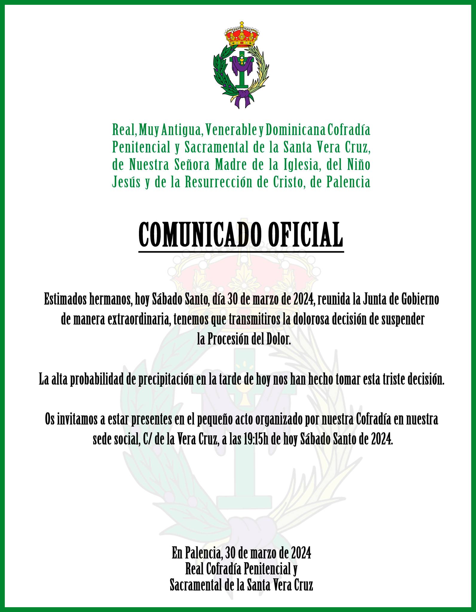 Suspensión Procesión del Dolor